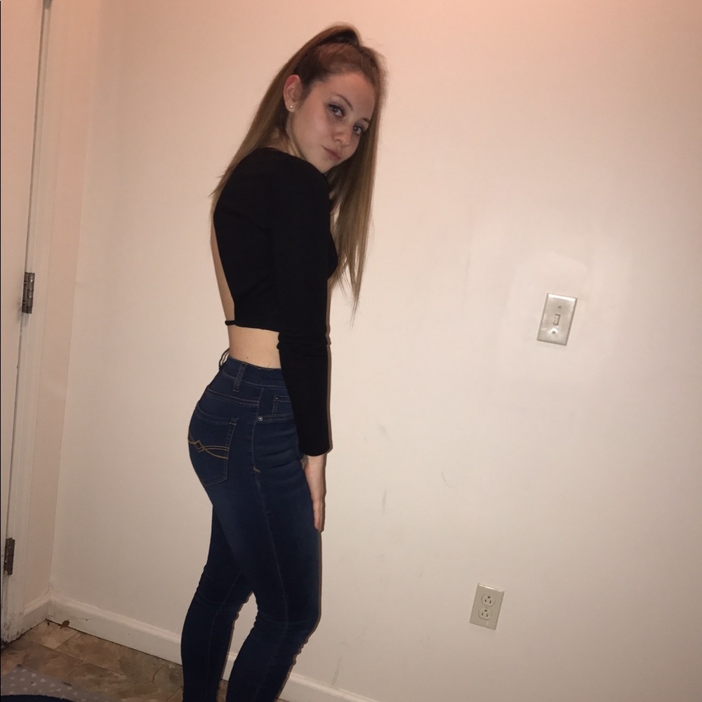 Charlotte Russe open back long sleeve crop top